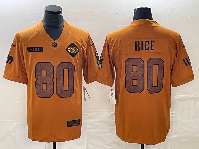 Men San Francisco 49ers #80 Rice brown Nike 2023 Salute To Service Limited NFL Jersey